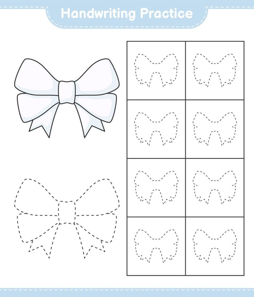 handschrift oefenen. lijnen van lint traceren. educatief kinderspel, afdrukbaar werkblad, vectorillustratie vector