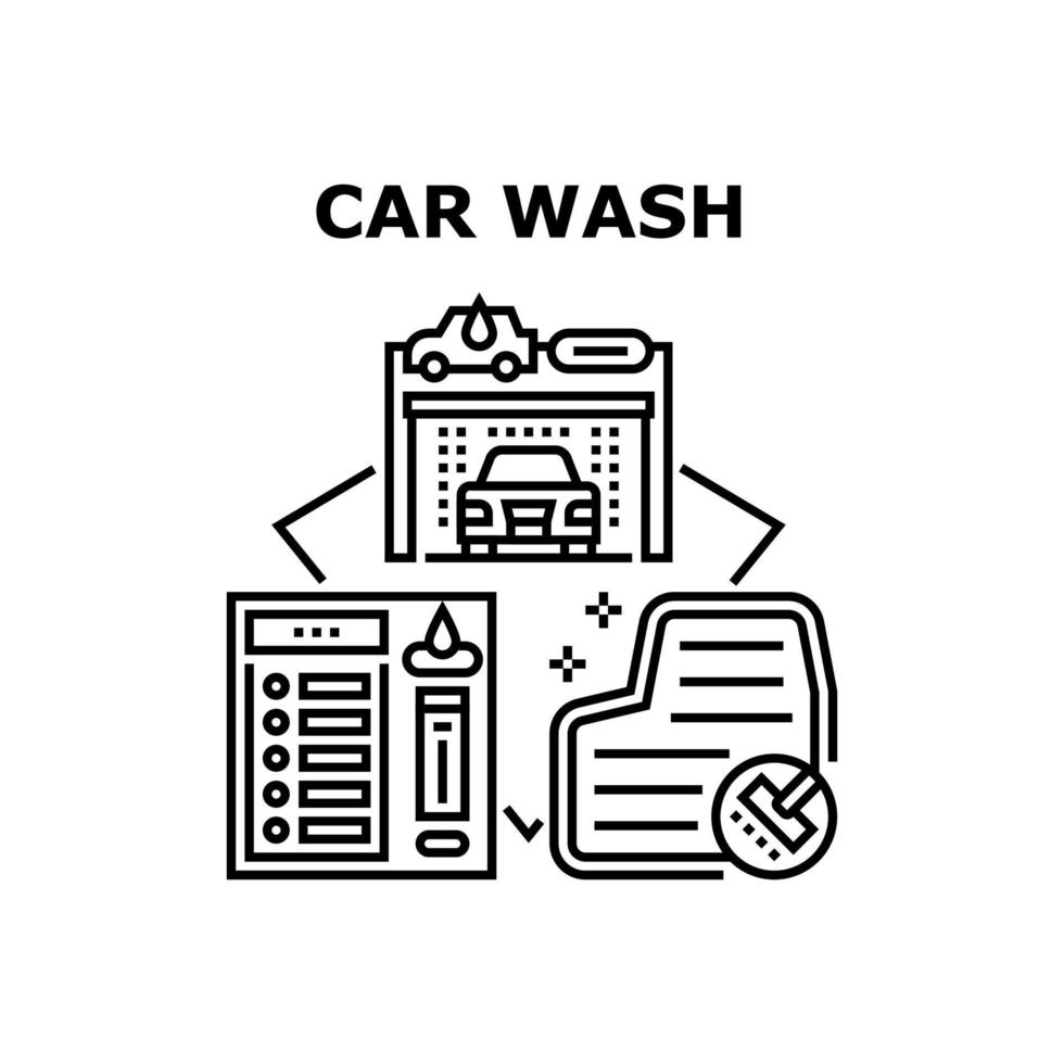 car wash service vector concept zwarte afbeelding