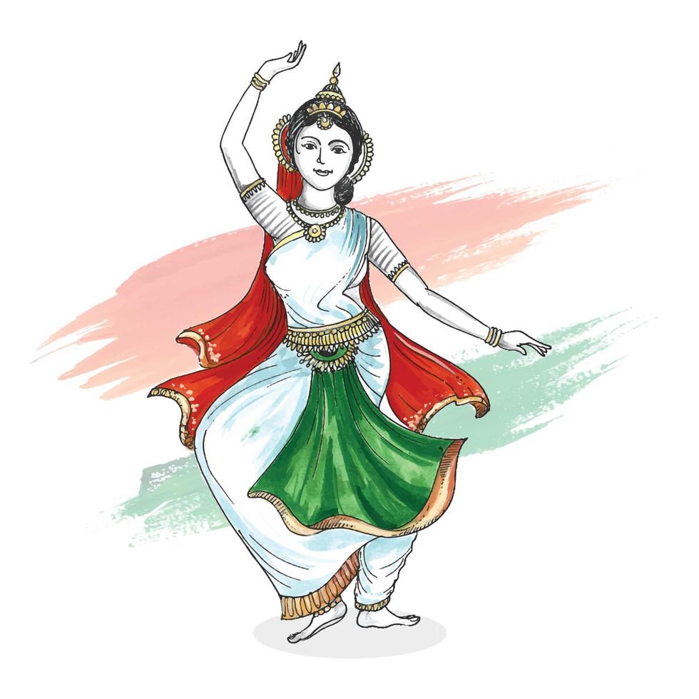 mooie Indiase vrouwen dansen op de achtergrond van de onafhankelijkheidskaart van India vector