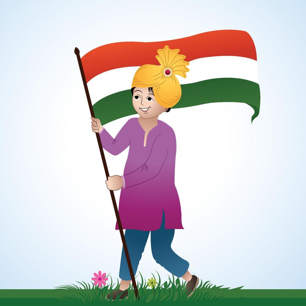 vrouwen hand met Indiase vlag met gelukkige onafhankelijkheidsdag achtergrond vector