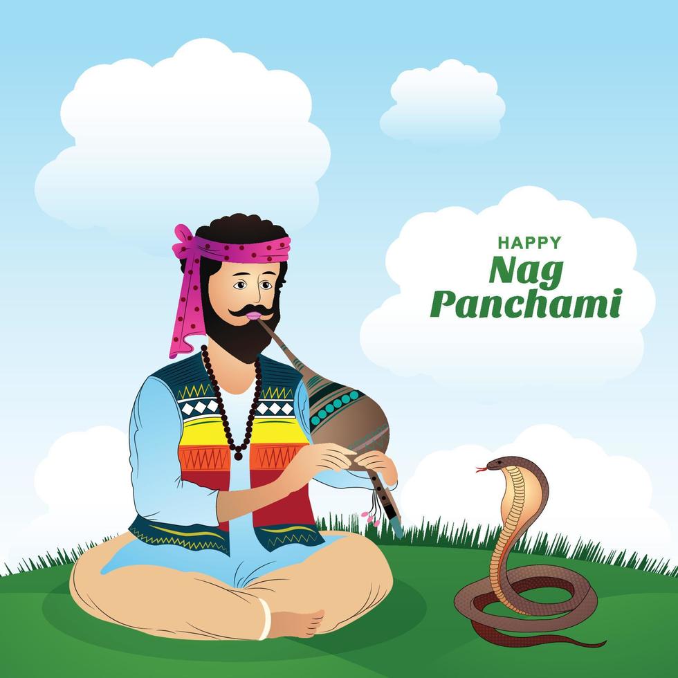 mooie hand getrokken sapera nag panchami kaart afbeelding achtergrond vector