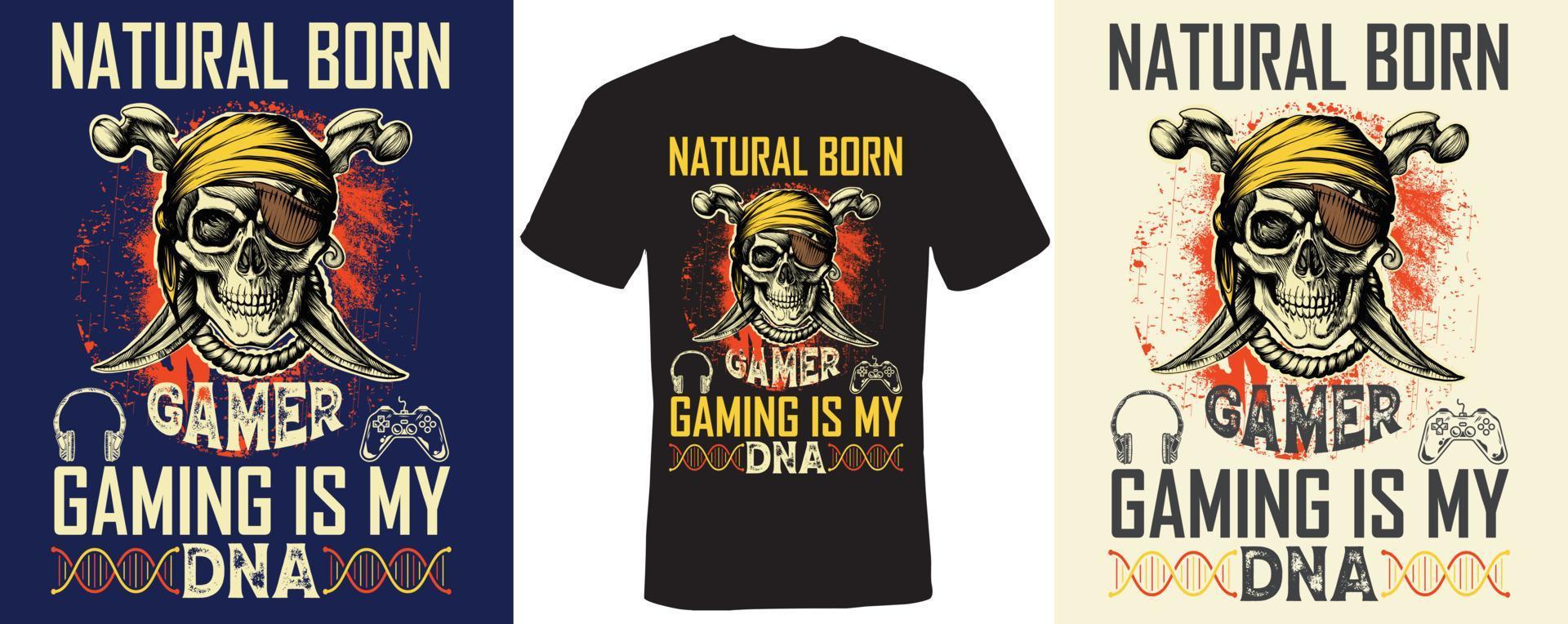 natuurlijk geboren gamer-gaming is mijn DNA-t-shirtontwerp voor game vector