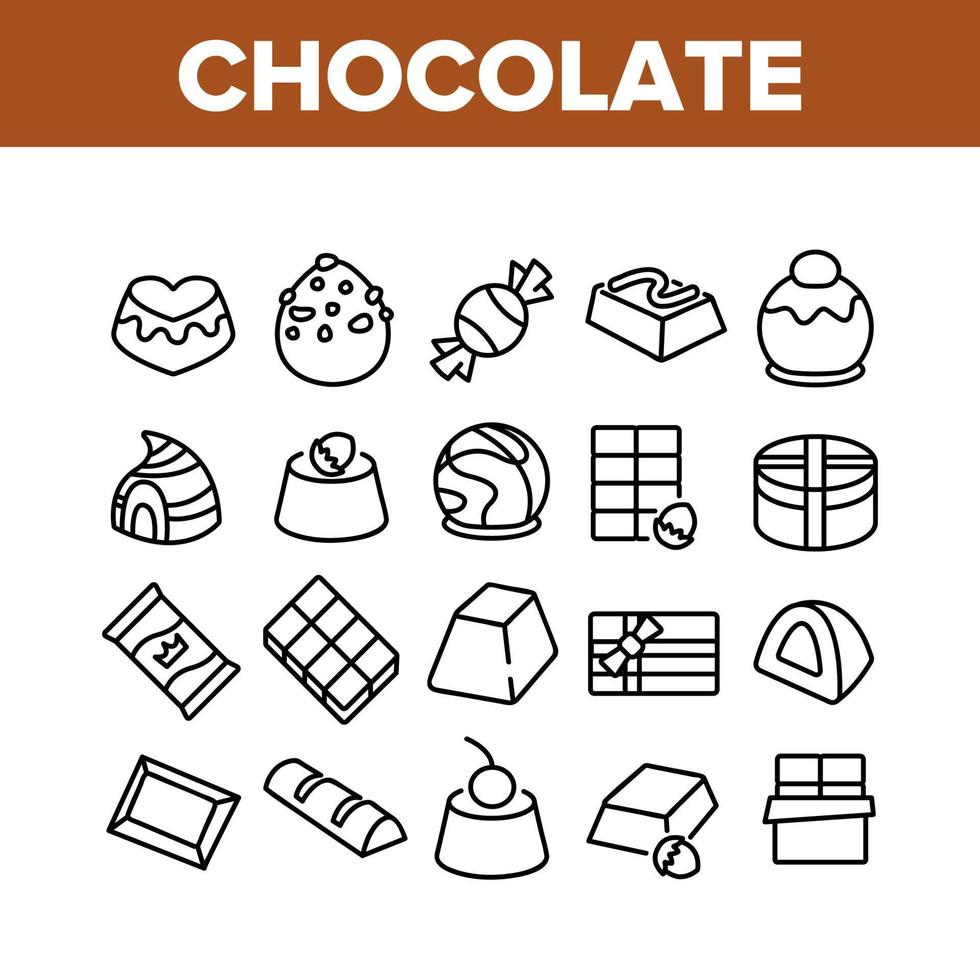 chocolade zoet voedsel collectie iconen set vector