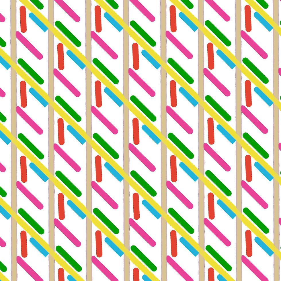 roze, gele, rode, blauwe, bruine en groene strepen op een wit background.seamless patroon, vectorillustratie vector