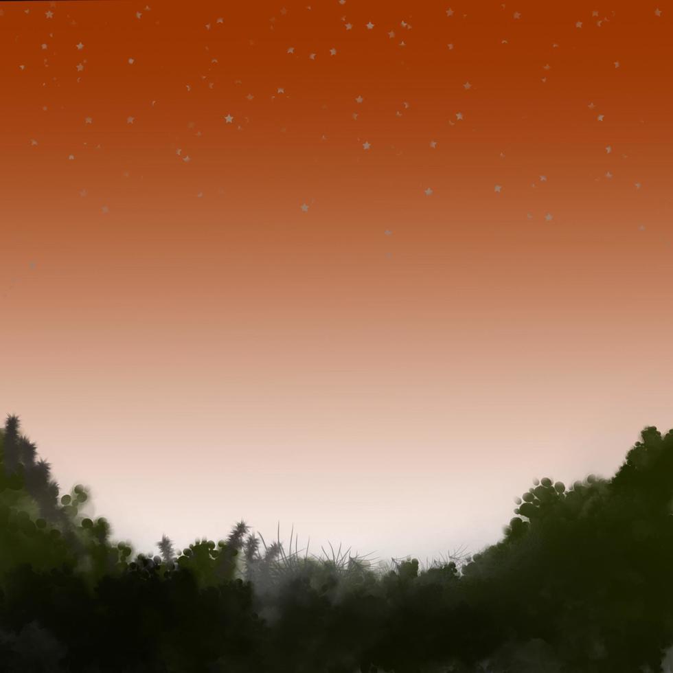 heldere nacht landschap achtergrond voor halloween. eenvoudige, zwarte en oranje tinten.vectorillustratie vector
