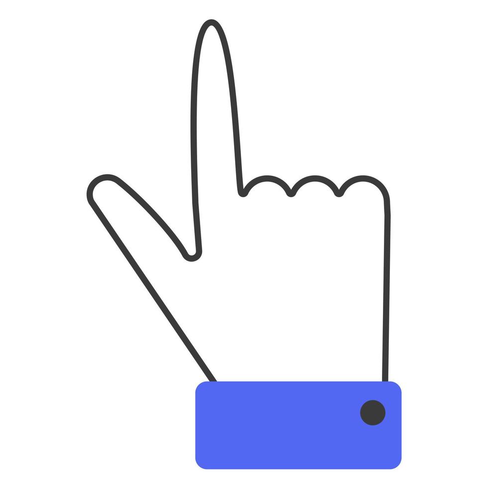 aanwijzer van een computermuis in de vorm van een hand met een uitgestrekte wijsvinger. vlakke stijl. vector illustratie