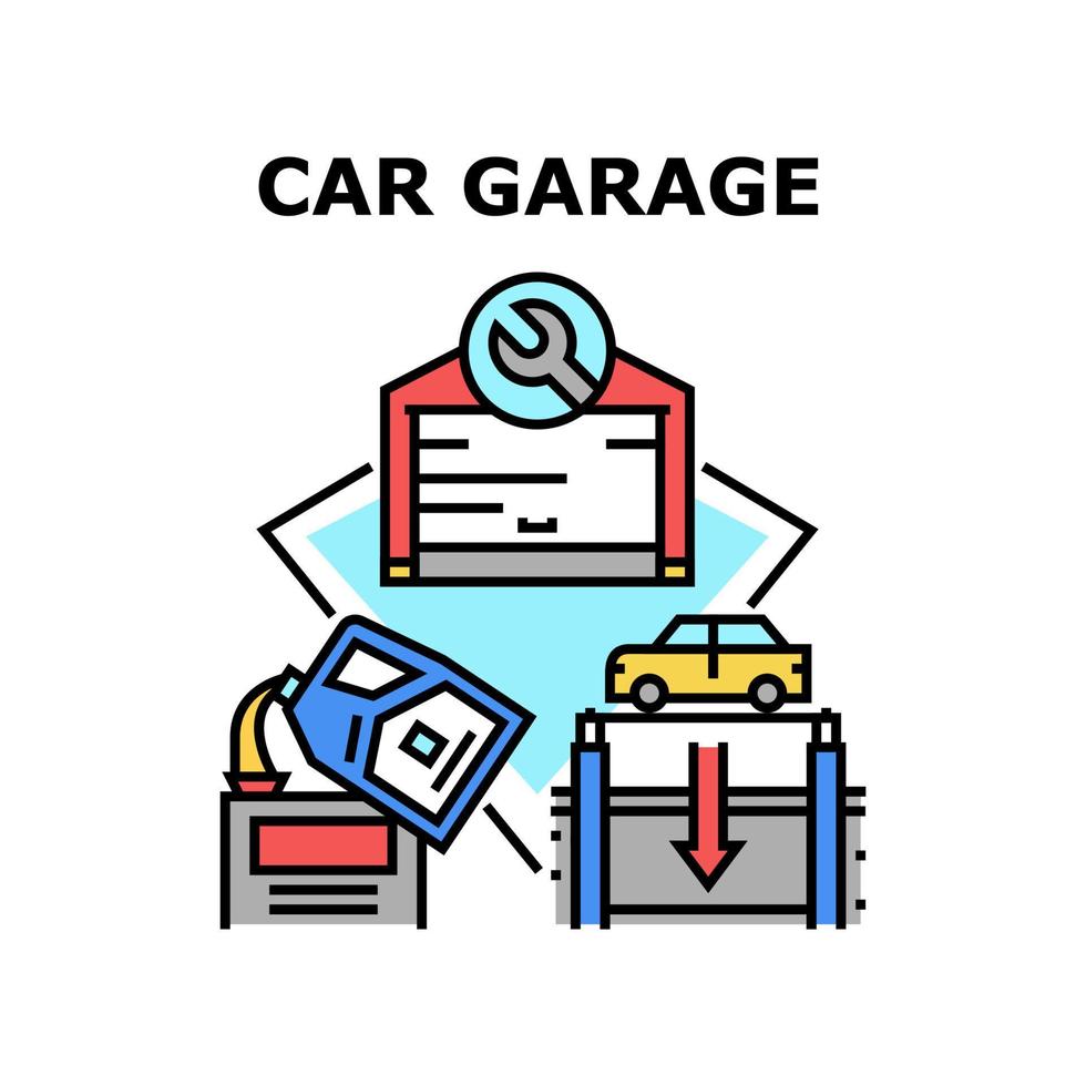 auto garage gebouw concept kleur illustratie vector