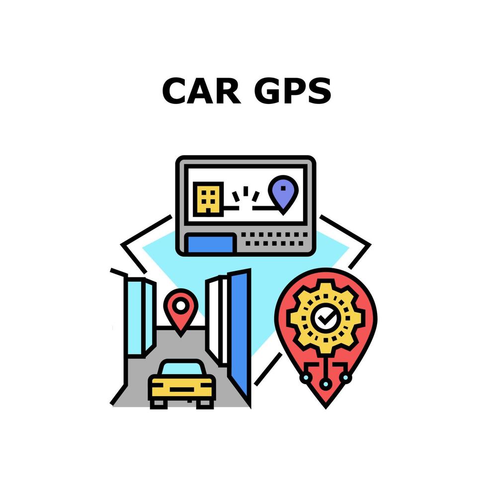 auto gps apparaat vector concept kleur illustratie