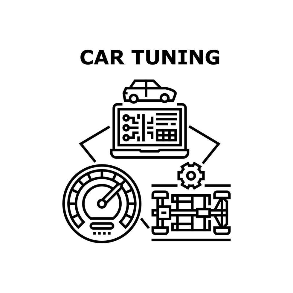 auto tuning verbetering concept zwarte afbeelding vector