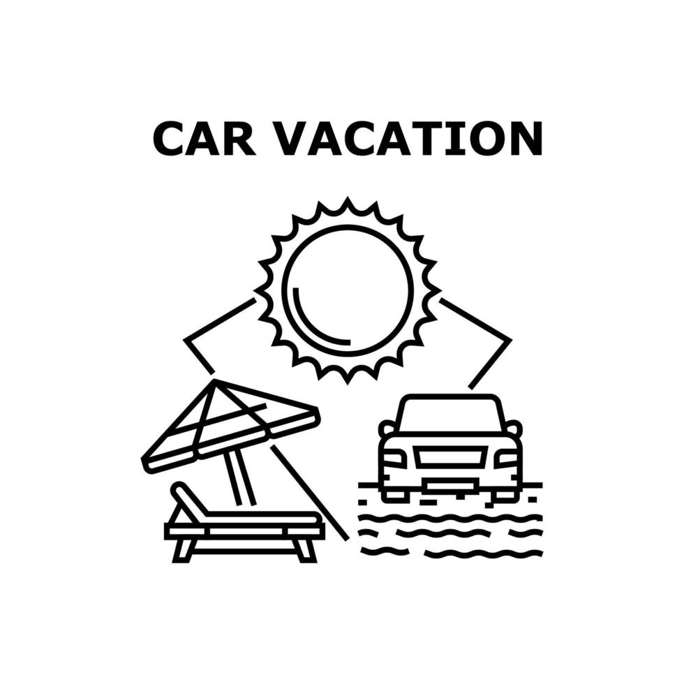 auto vakantie vector concept zwarte illustratie