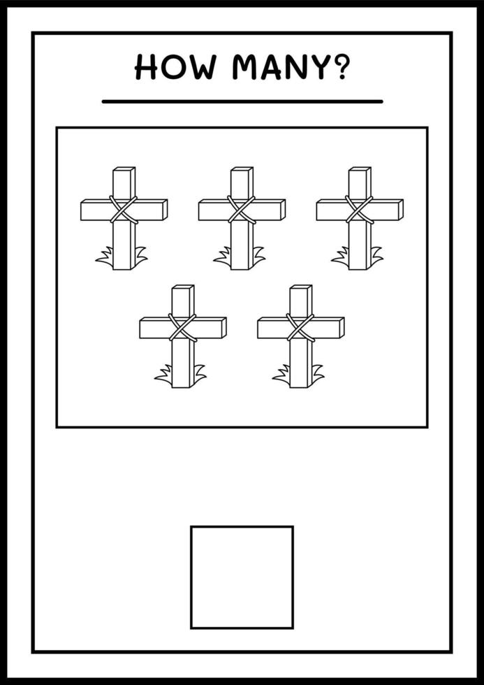 hoeveel heilig kruis, spel voor kinderen. vectorillustratie, afdrukbaar werkblad vector