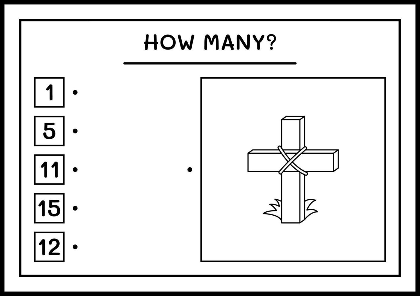 hoeveel heilig kruis, spel voor kinderen. vectorillustratie, afdrukbaar werkblad vector