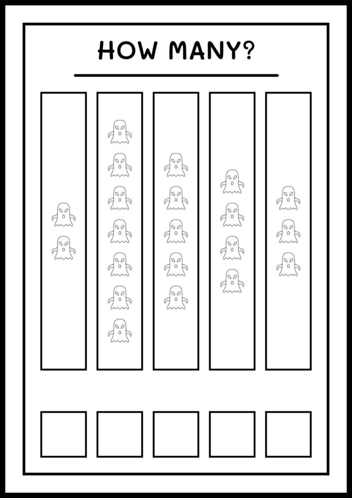 hoeveel geest, spel voor kinderen. vectorillustratie, afdrukbaar werkblad vector