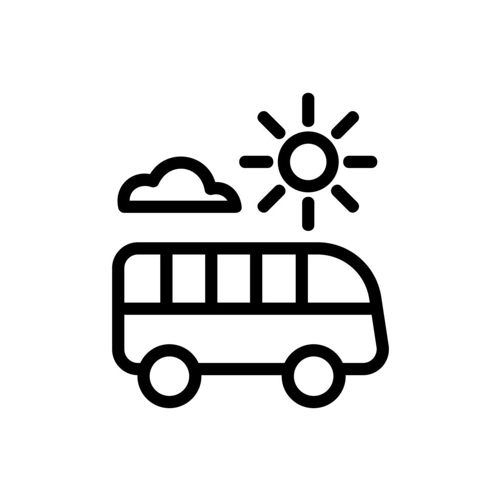 bus rijden in mooi zonnig weer pictogram vector overzicht illustratie