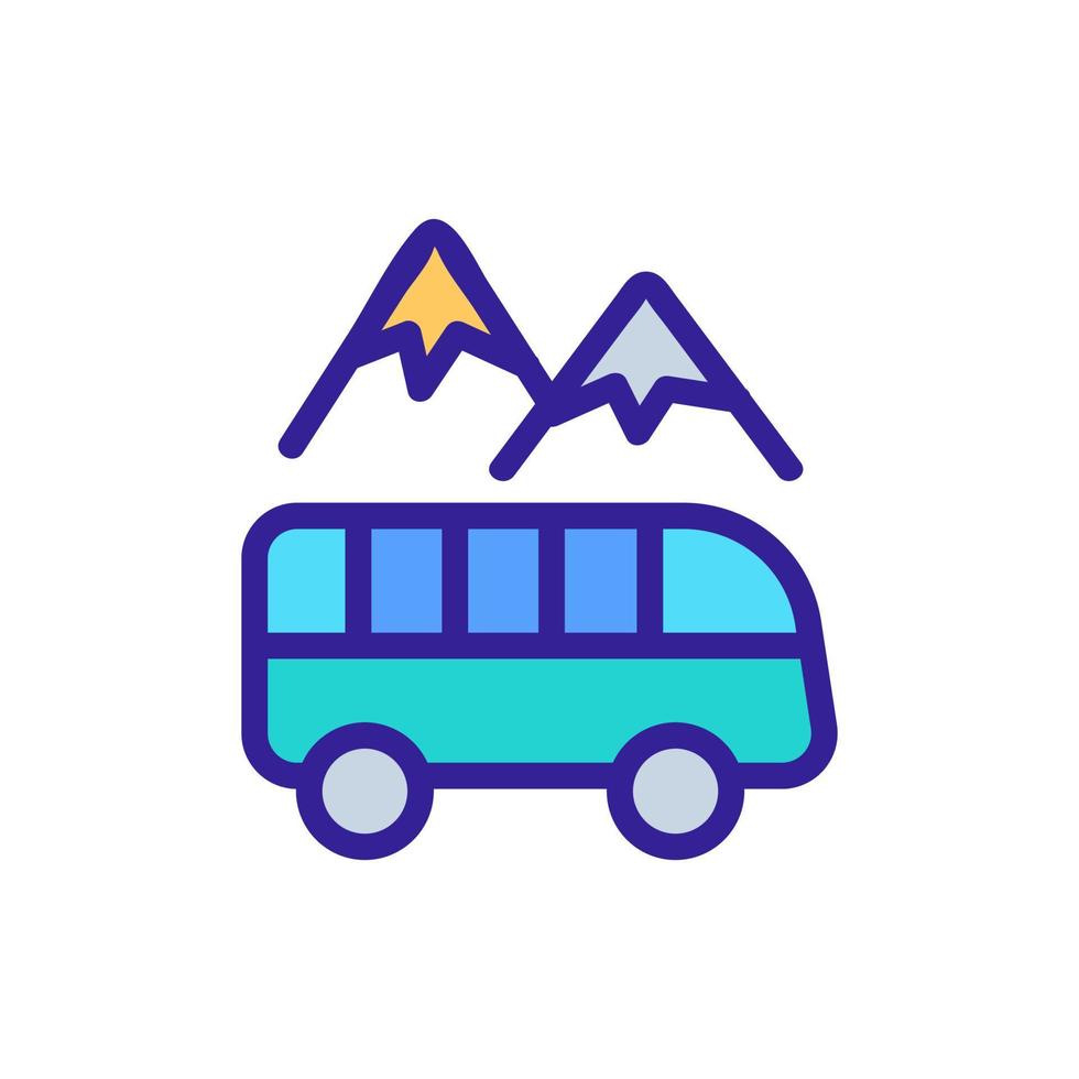 tourbus tussen bergen pictogram vector overzicht illustratie