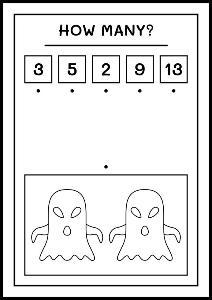 hoeveel geest, spel voor kinderen. vectorillustratie, afdrukbaar werkblad vector