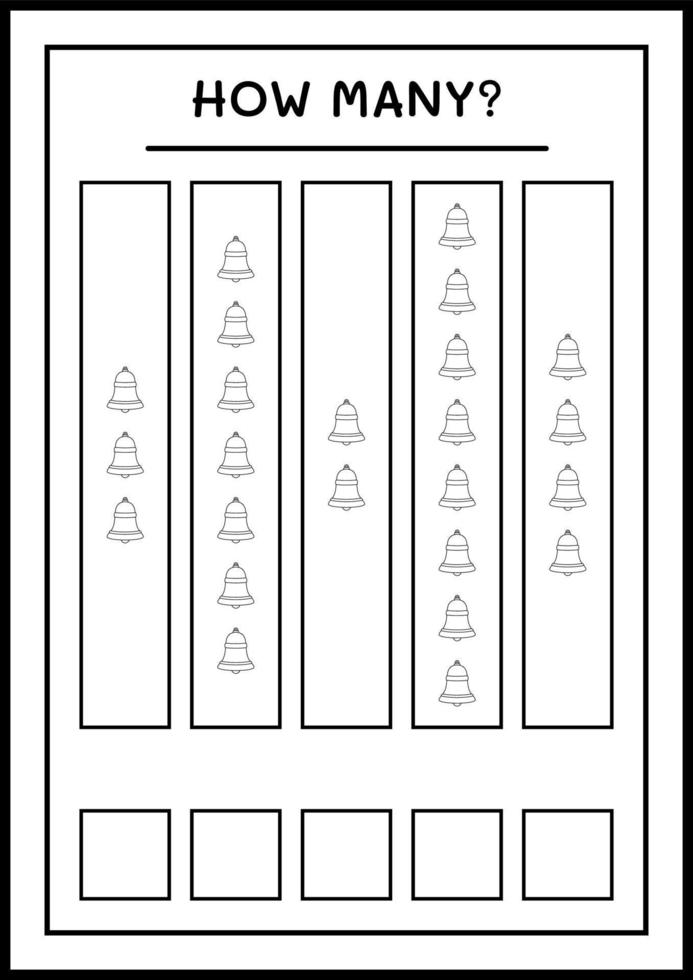 hoeveel kerstbel, spel voor kinderen. vectorillustratie, afdrukbaar werkblad vector