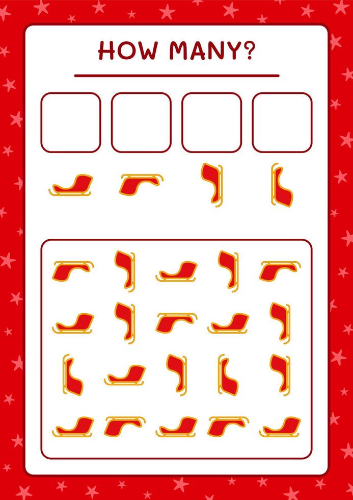 hoeveel kerstman slee, spel voor kinderen. vectorillustratie, afdrukbaar werkblad vector