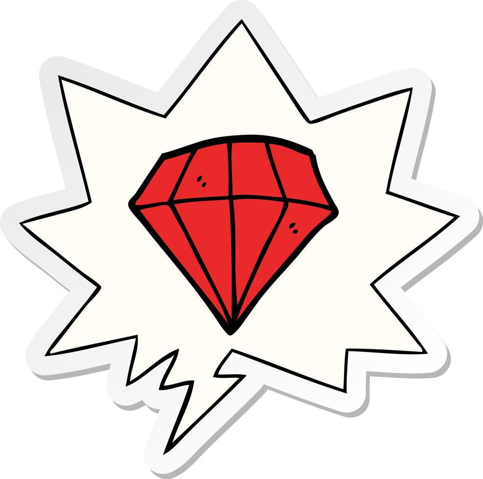 cartoon tattoo diamant en tekstballon sticker vector