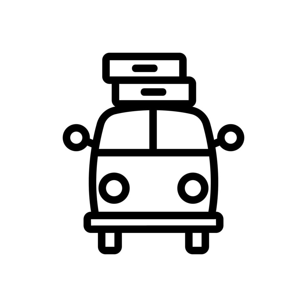 geladen met koffers omhoog bus vooraanzicht pictogram vector overzicht illustratie