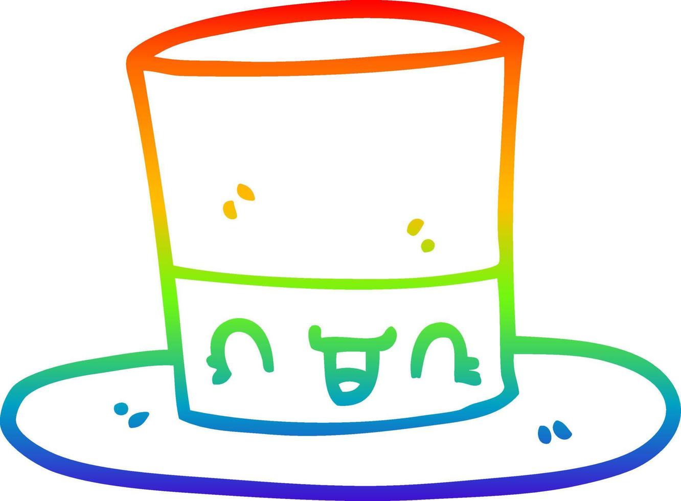 regenbooggradiënt lijntekening cartoon hoge hoed vector