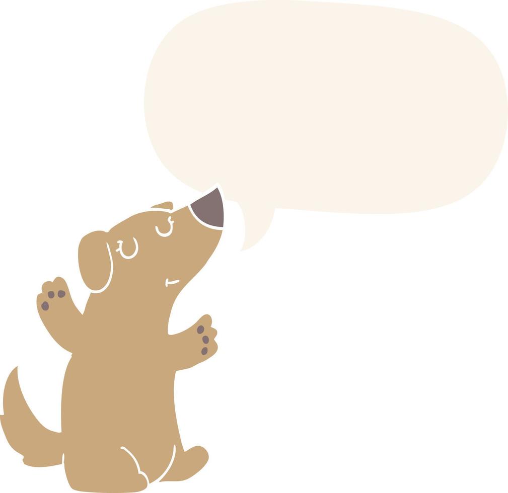 cartoon hond en tekstballon in retro stijl vector