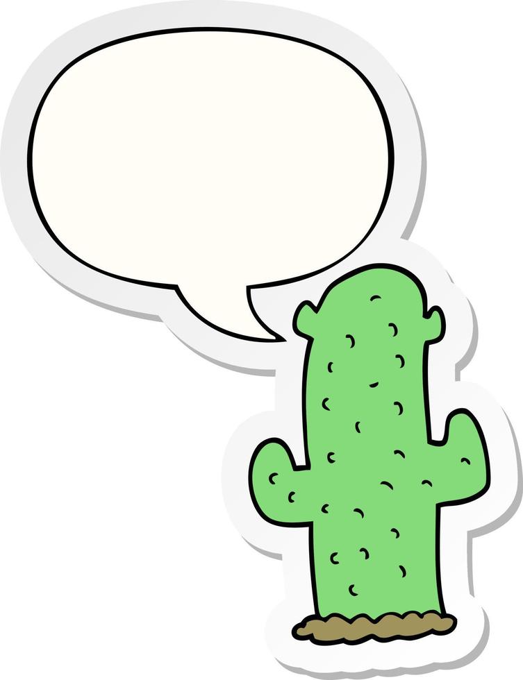 cartoon cactus en tekstballon sticker vector