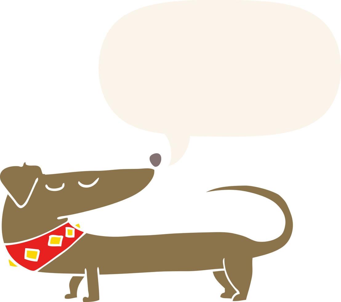 cartoon hond en tekstballon in retro stijl vector