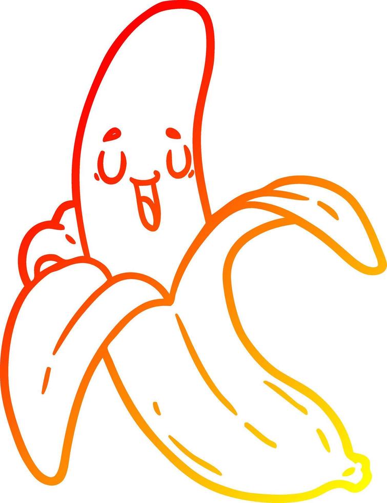 warme gradiënt lijntekening cartoon banaan vector