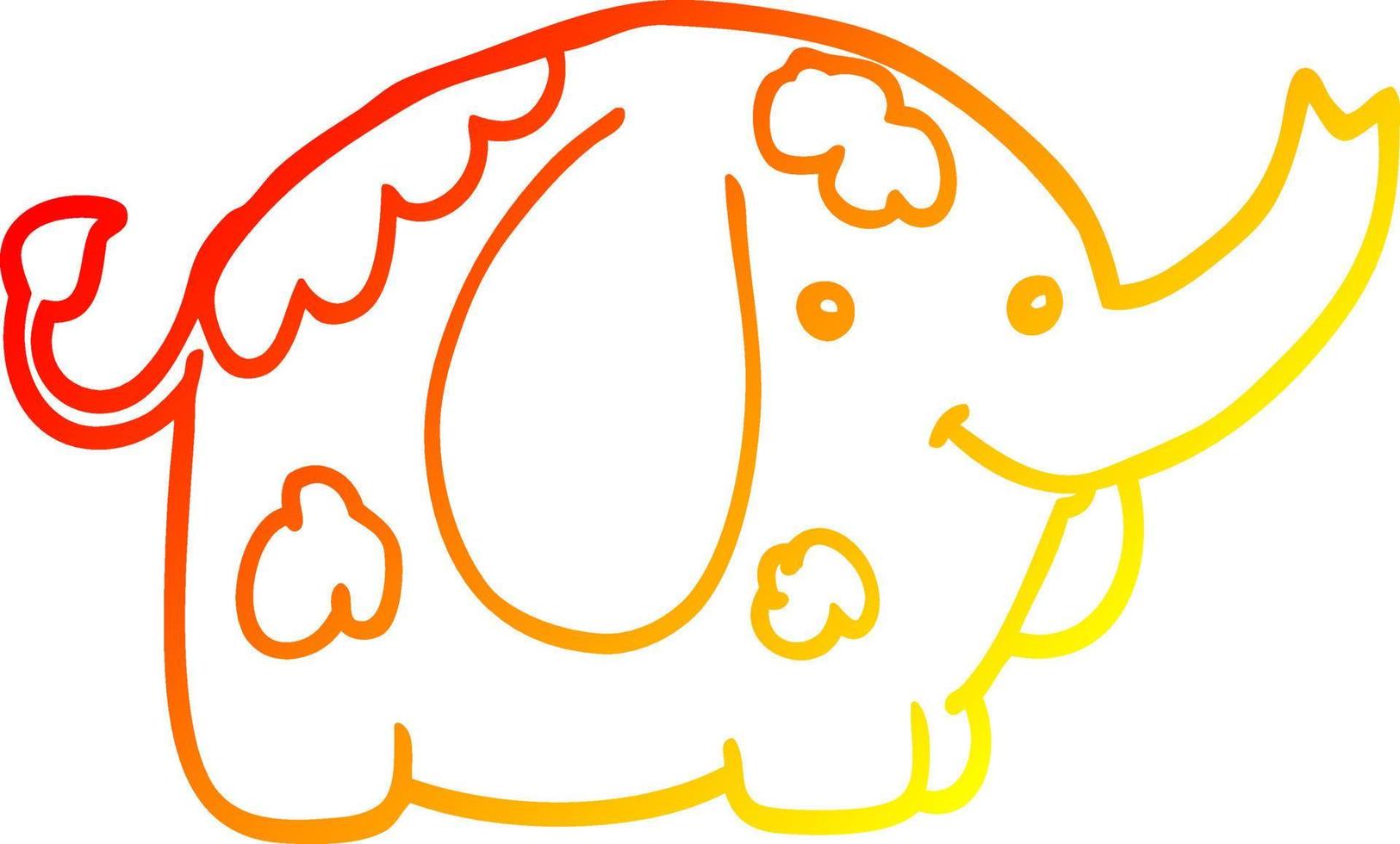 warme gradiënt lijntekening cartoon olifant vector