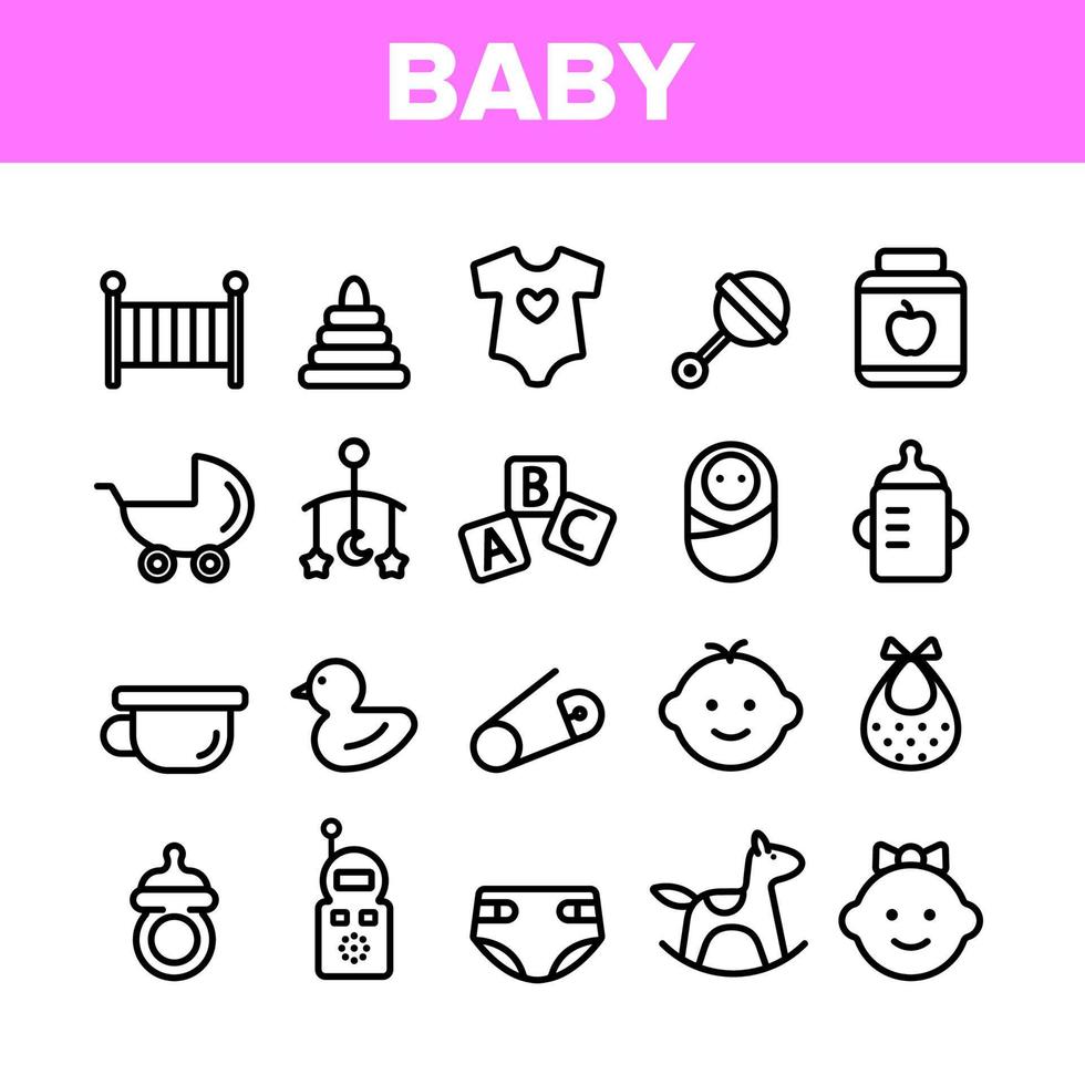 collectie babyspeelgoed en elementen vector iconen set