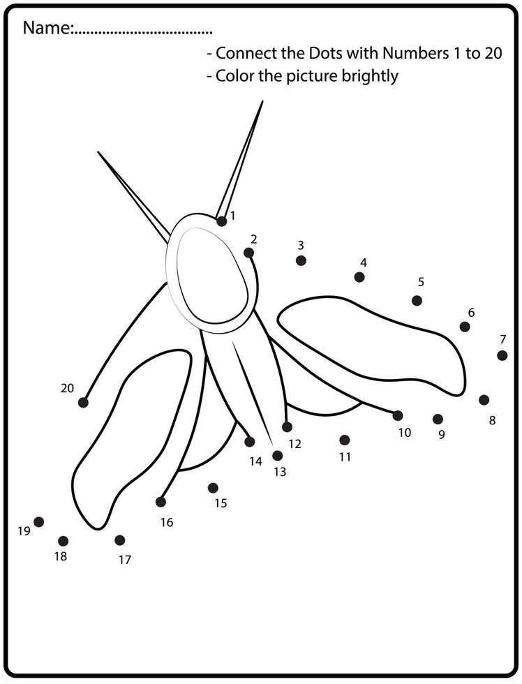 verbind de stippen educatief tekenspel voor kinderen. .nummers activiteit voor kinderen en peuters. met vlinder vector