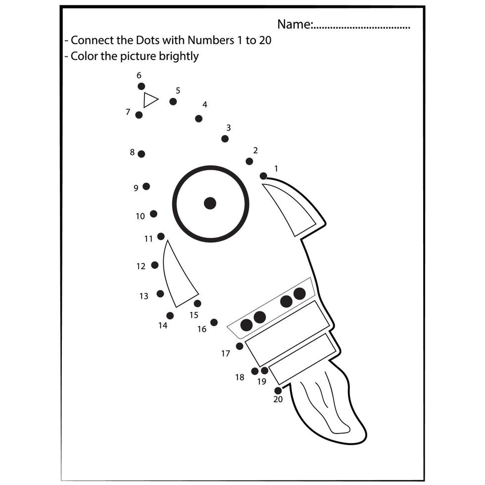 ruimte van punt naar punt en kleuractiviteit. astronomie verbind de stippen spel voor kinderen. grappige wiskunde kleuren vector