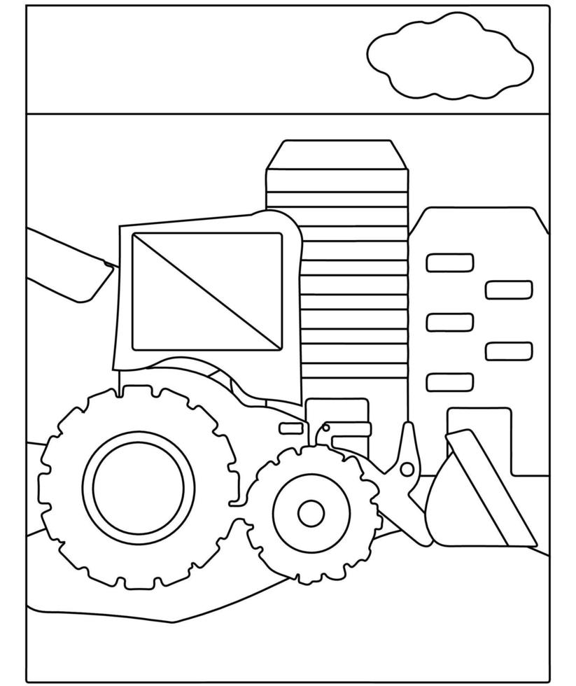 kleurplaat van tekenfilm. bouw voertuigen. kleurboek voor kids.outline vector