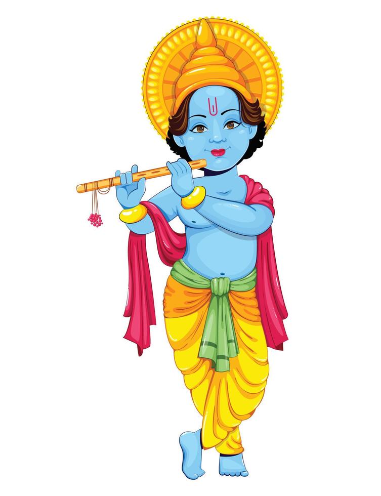 gelukkige krishna janmashtami-wenskaart vector