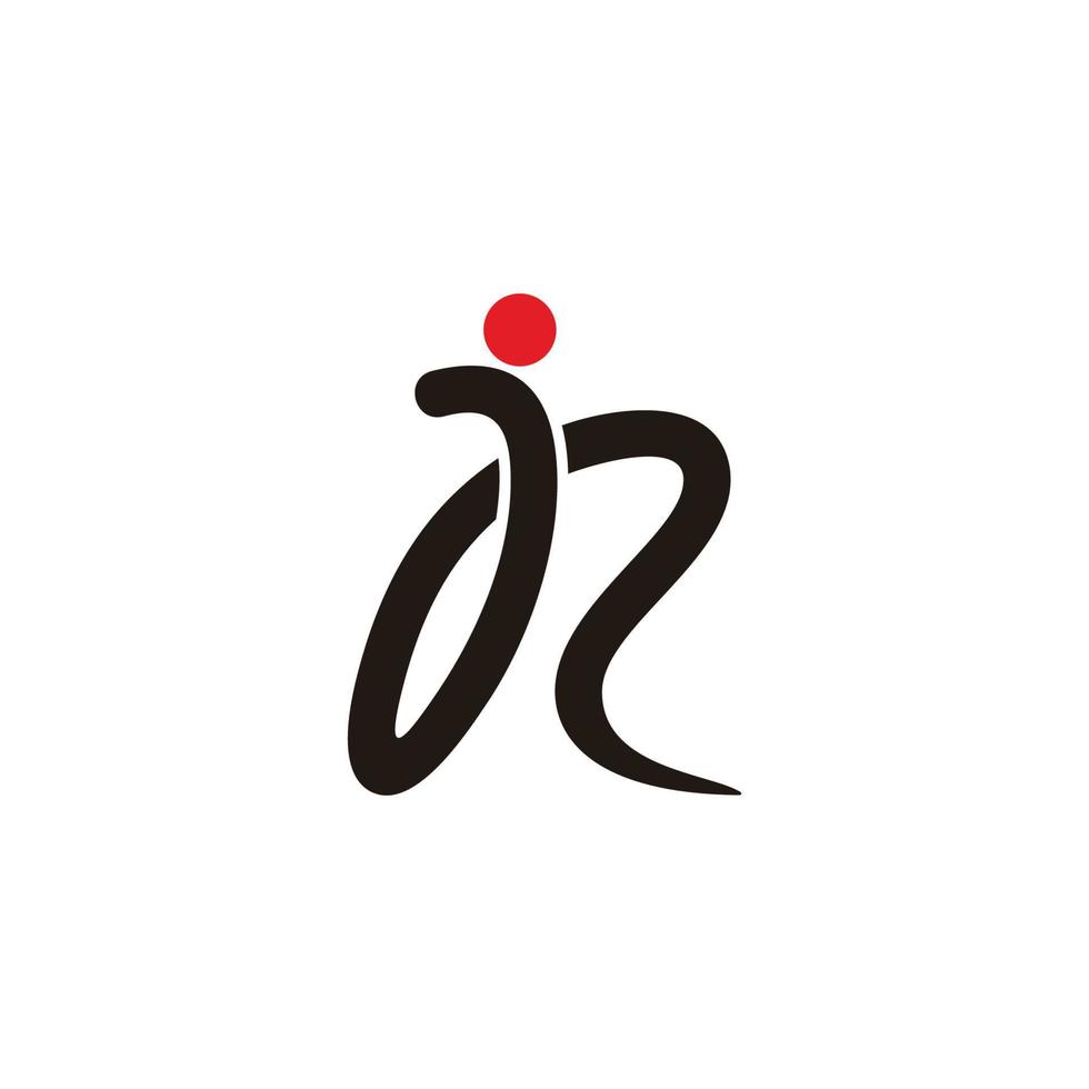 letter r of jr eenvoudige teken lijn inkt logo vector