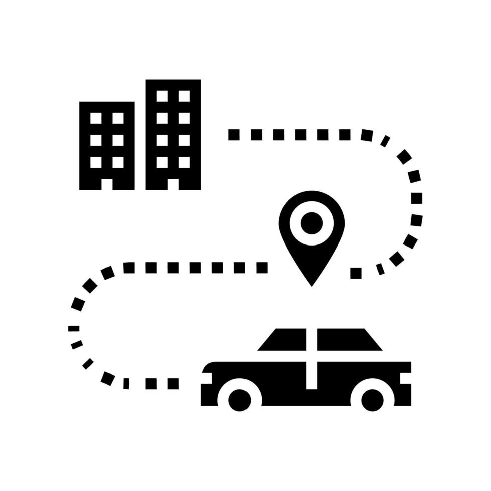 auto richting volgen thuis glyph pictogram vectorillustratie vector