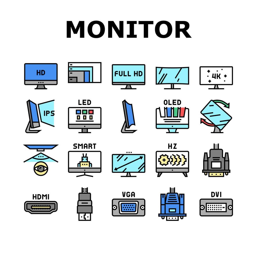 computer pc monitor collectie iconen set vector