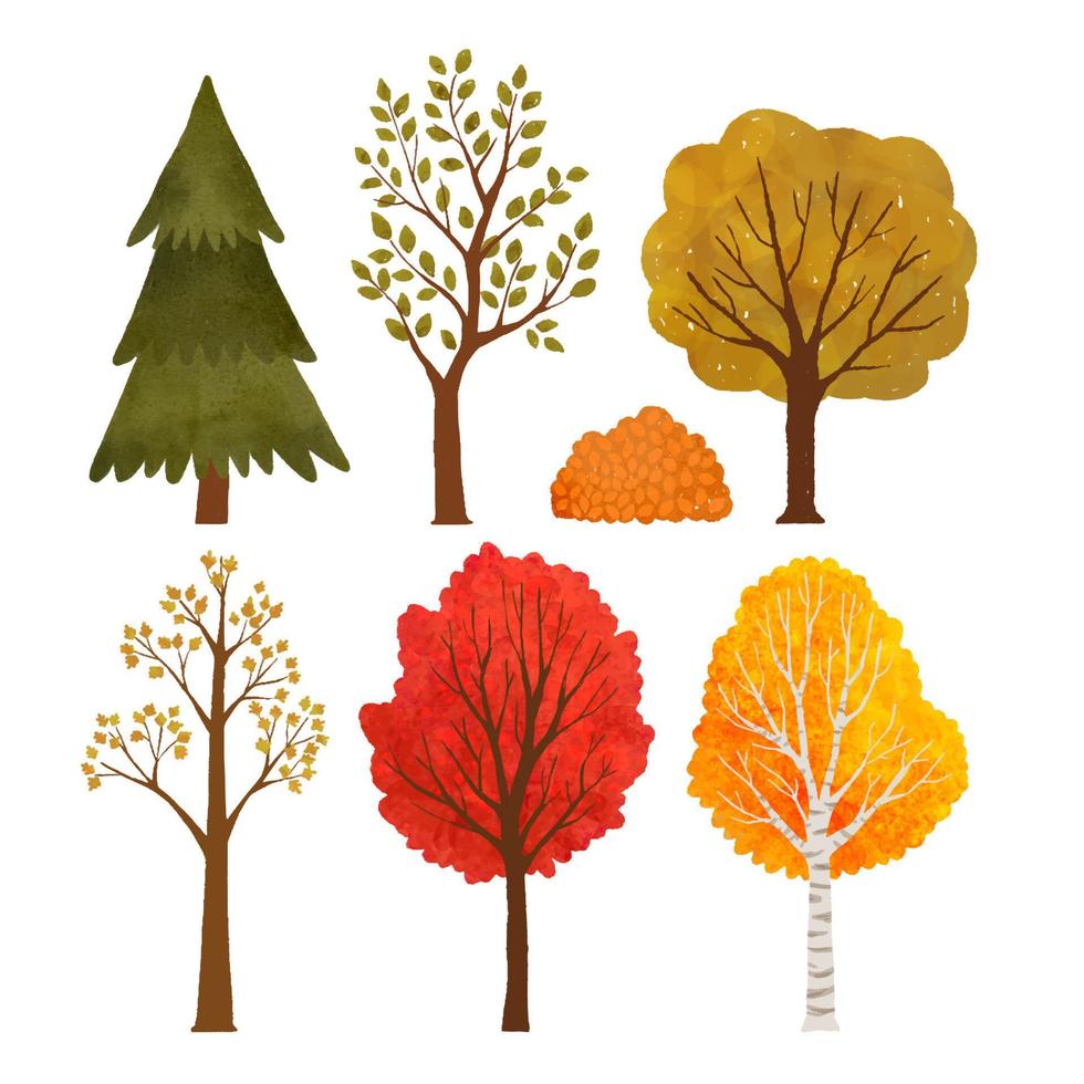 gele herfstbomen. kleurrijke tuinboom, herfsttuinstruik en herfstboombladeren. vector