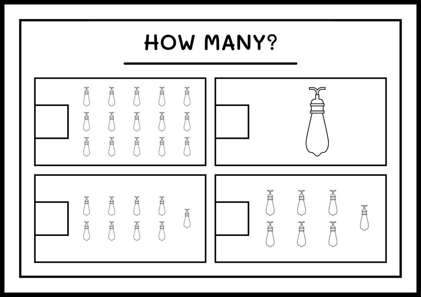 hoeveel kerstlicht, spel voor kinderen. vectorillustratie, afdrukbaar werkblad vector