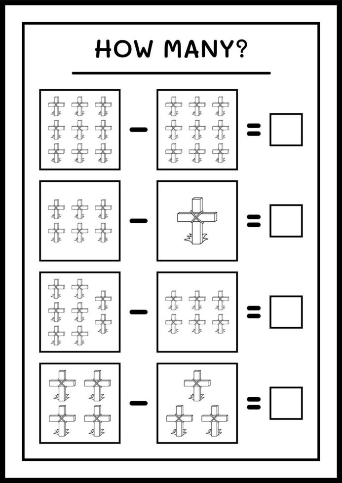 hoeveel heilig kruis, spel voor kinderen. vectorillustratie, afdrukbaar werkblad vector