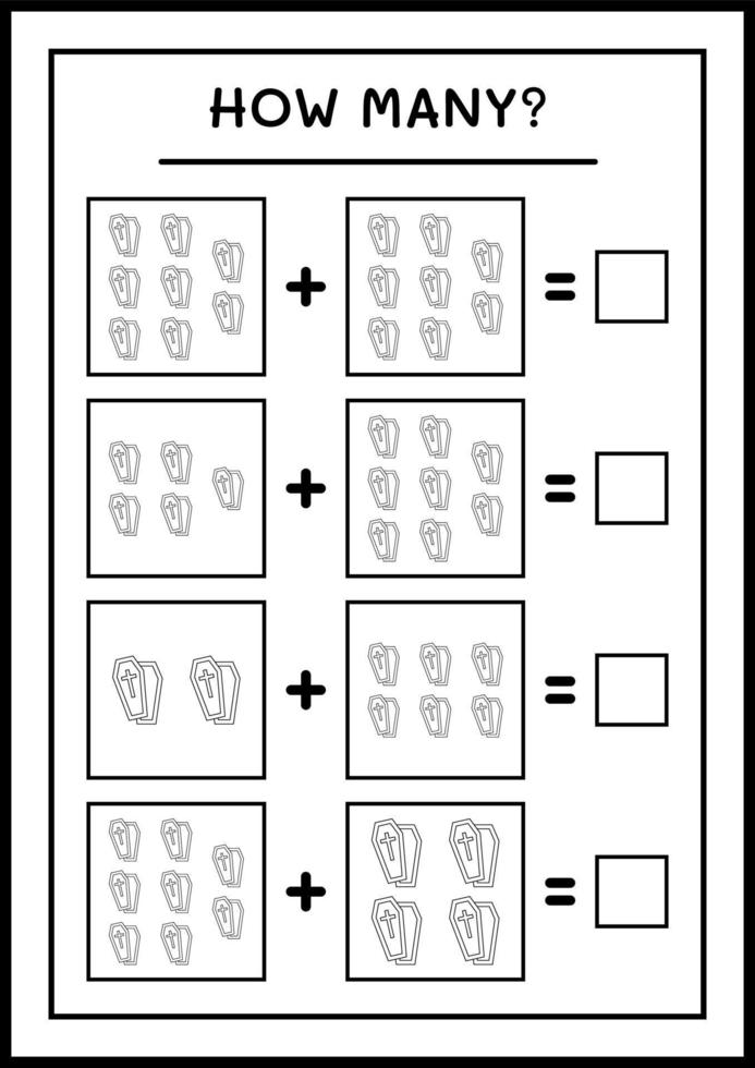 hoeveel kist, spel voor kinderen. vectorillustratie, afdrukbaar werkblad vector