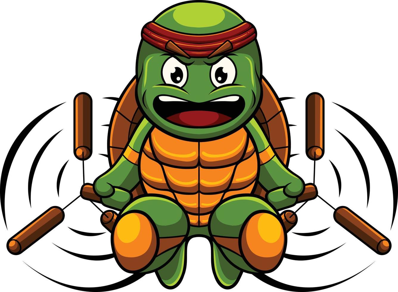schildpad mascotte illustratie met ninja pose vector