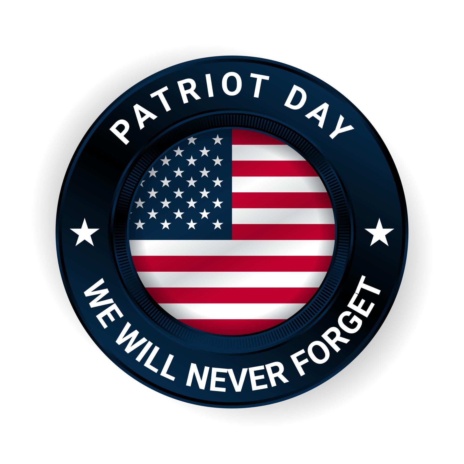 patriot dag achtergrond met usa vlag en zwarte badge illustratie. vector