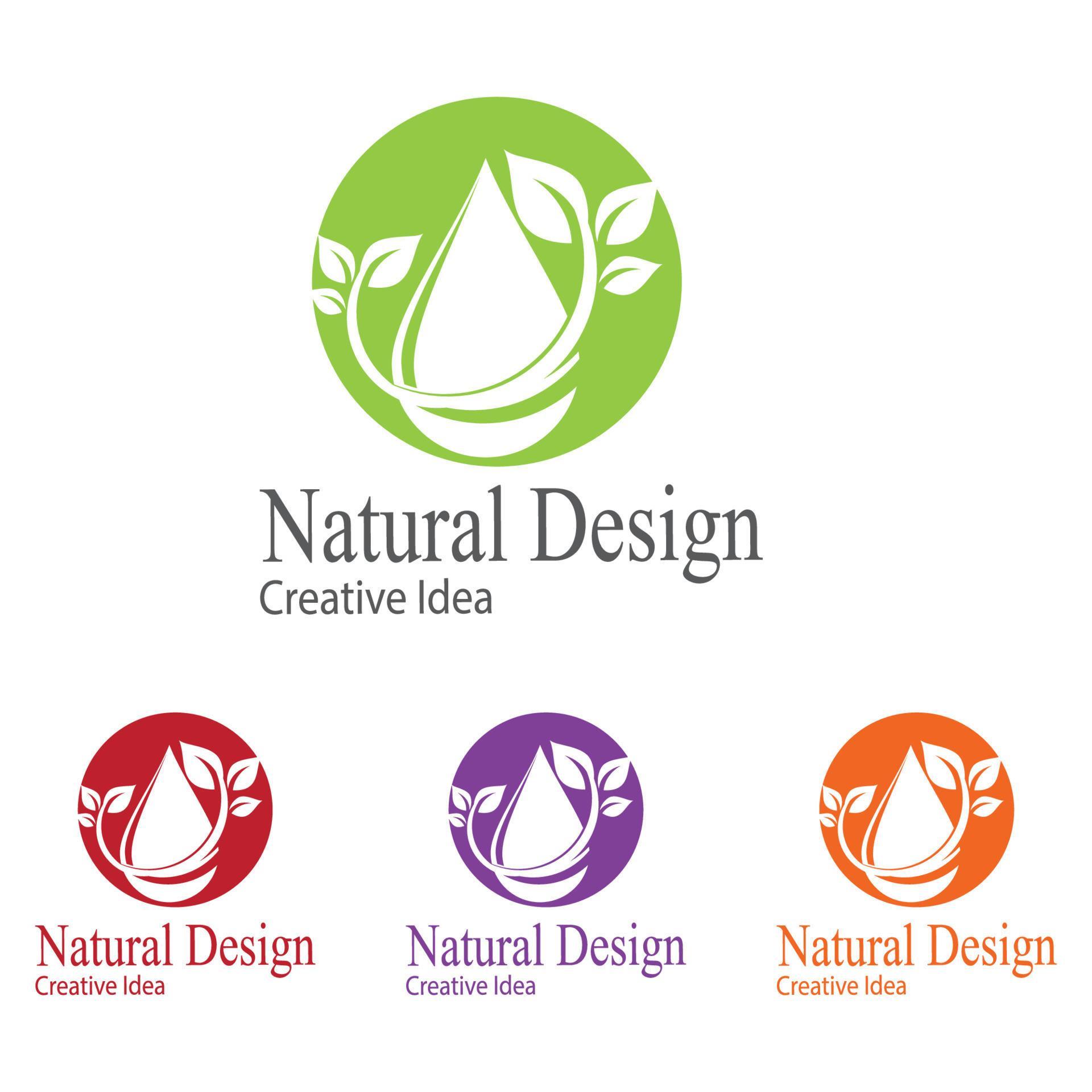 waterdruppel druppel met blad voor natuurlijke verse gezonde eco logo ontwerp vector