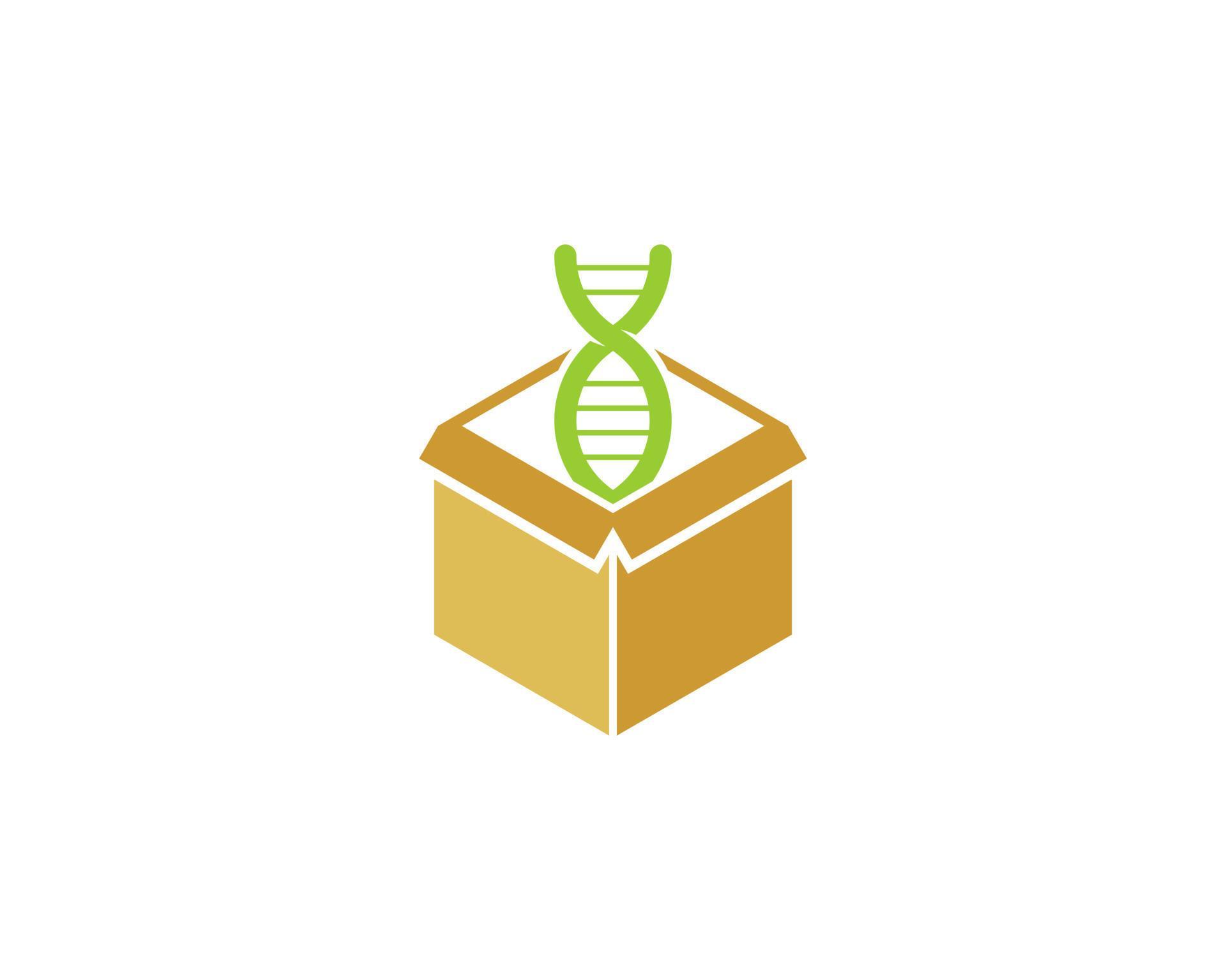 dna-helix in het logo van de doos vector