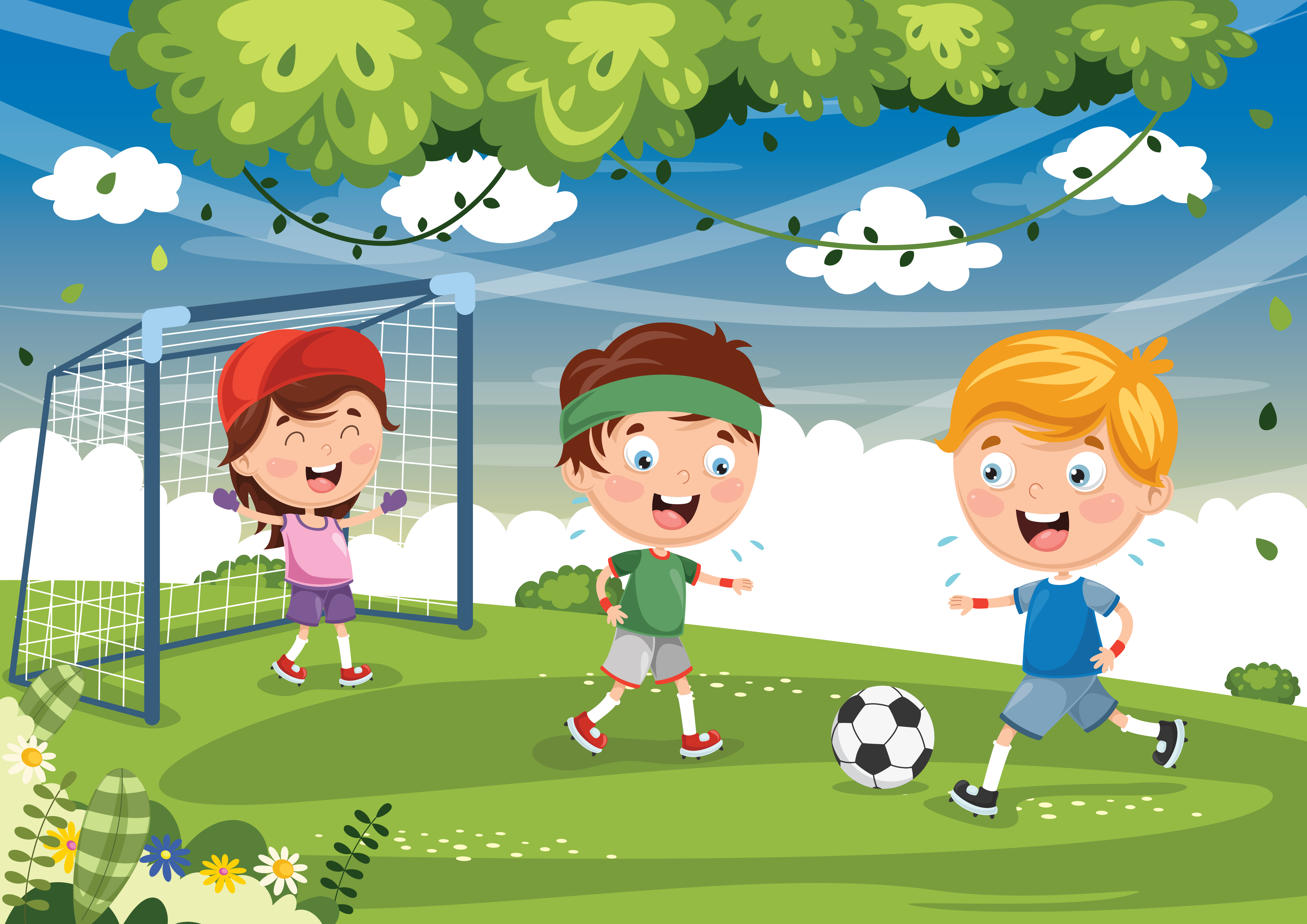 kinderen voetballen met doel 1128662 Download Free Vectors, Vector Ontwerpen Templates