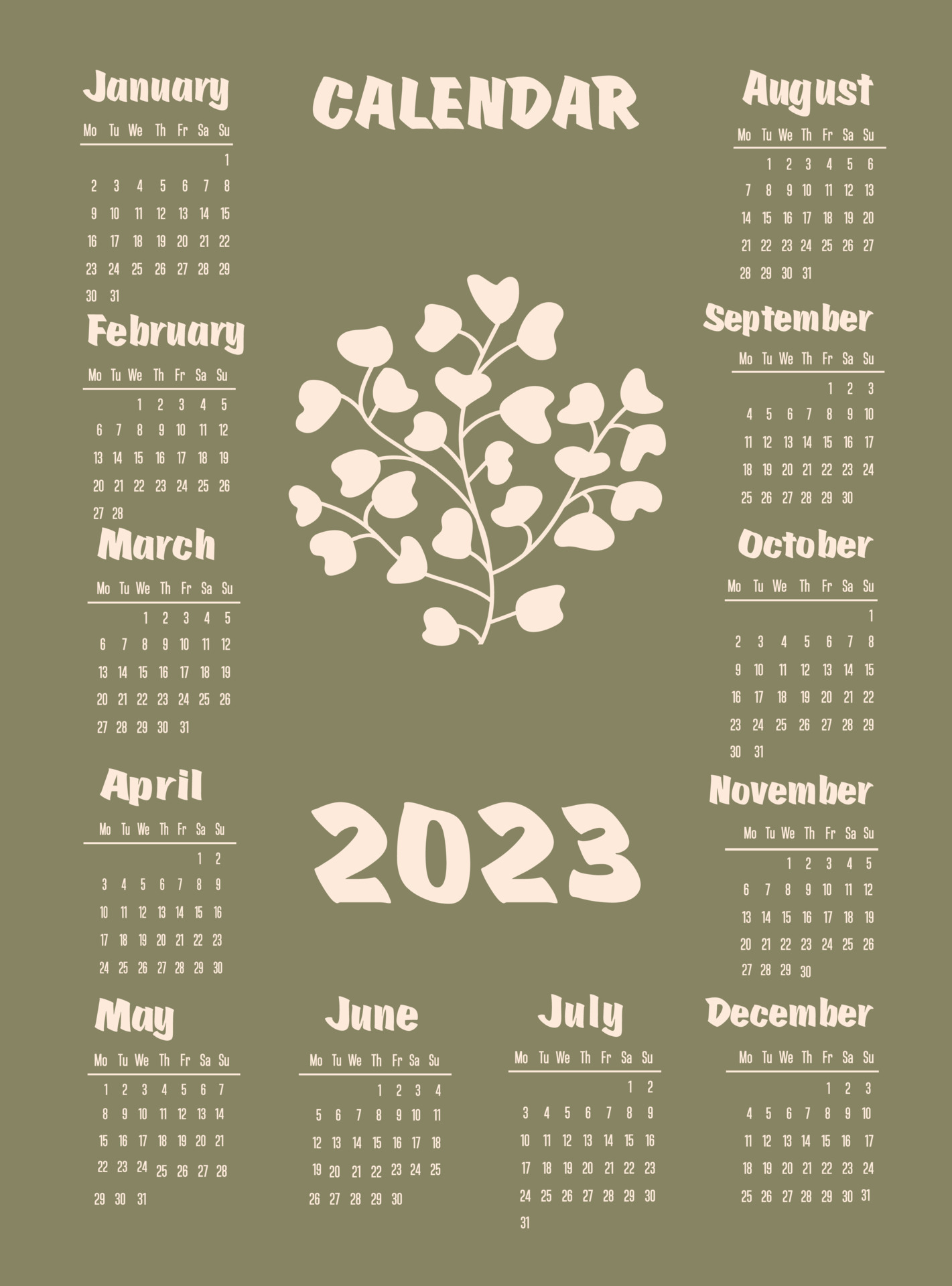 geboren Pittig gemeenschap kalender 2023 met abstract planten. week begint Aan maandag. een reeks van  12 Pagina's en Hoes in grootte a3, a4, a5. vector illustratie in verticaal  formaat. 12027106 - Download Free Vectors, Vector Bestanden, Ontwerpen  Templates