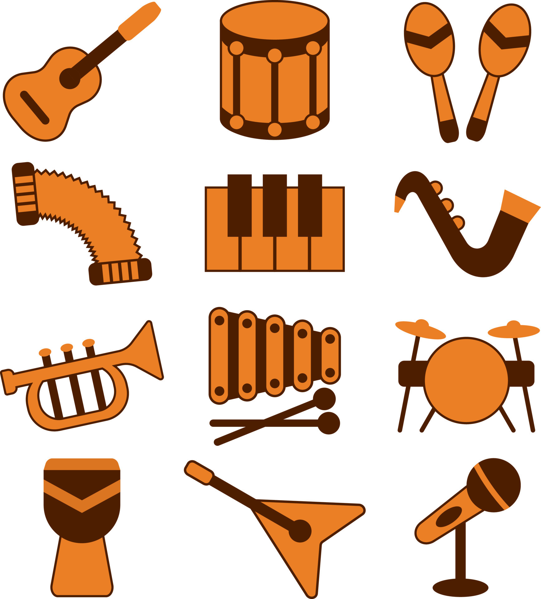 licht Toevallig Keelholte muziek- instrumenten, illustratie, vector, Aan een wit achtergrond.  13823755 - Download Free Vectors, Vector Bestanden, Ontwerpen Templates