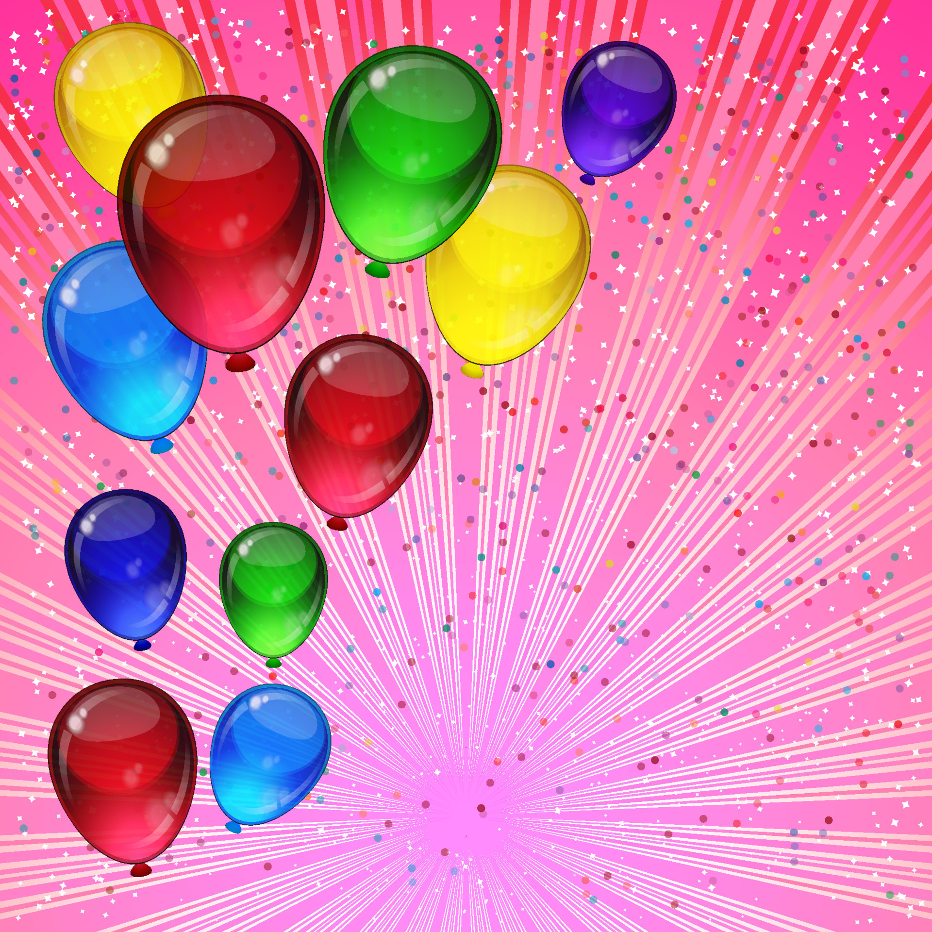 verdieping Stad bloem rijm verjaardagsfeestje vector achtergrond - kleurrijke feestelijke ballonnen,  confetti, linten vliegen voor vieringen kaart in roze achtergrond met  ruimte voor je tekst. 15864496 Vectorkunst bij Vecteezy